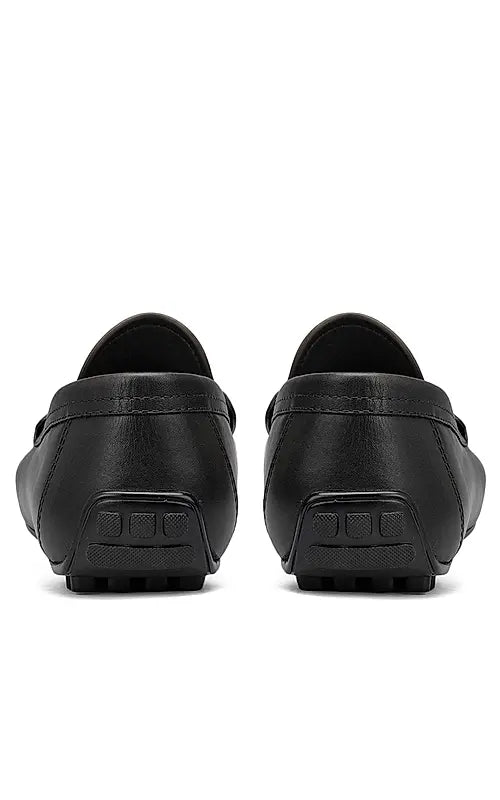 Black Leather Moccasins With Logo Buckle