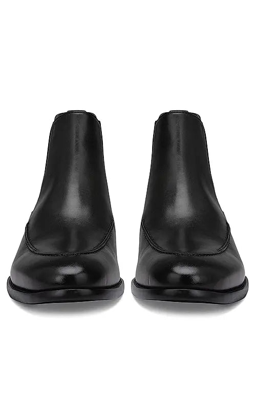Black Plain Leather Boots