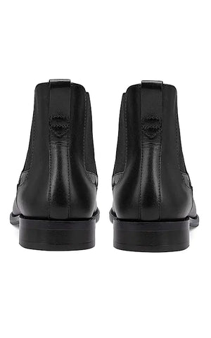 Black Plain Leather Boots
