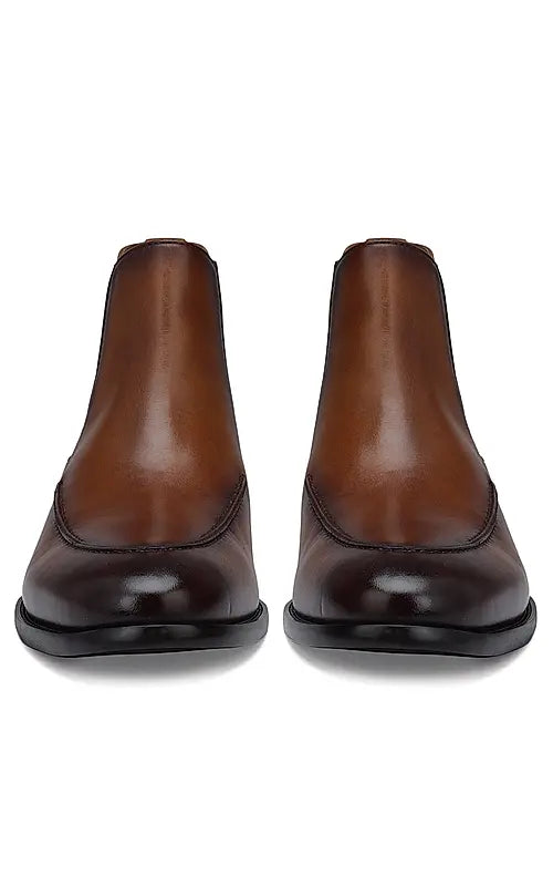 Tan Plain Leather Boots