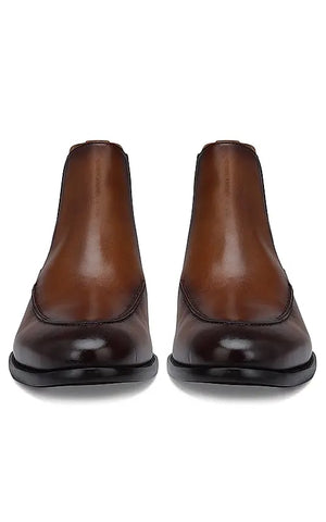 Tan Plain Leather Boots