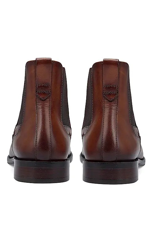 Tan Plain Leather Boots