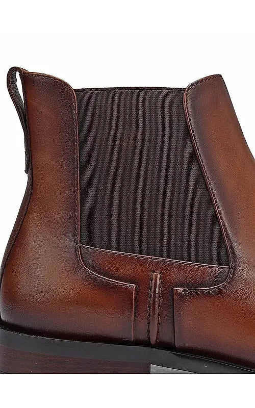 Tan Plain Leather Boots