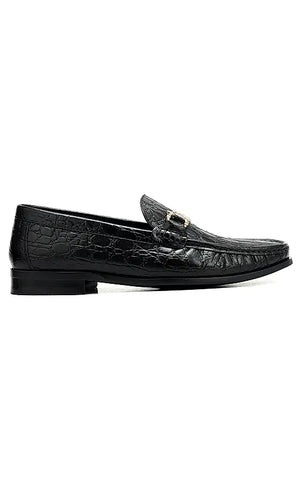 Black Croco Textured Heel Moccasins