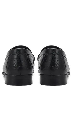 Black Croco Textured Heel Moccasins