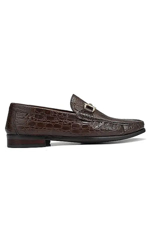 Brown Croco Textured Heel Moccasins