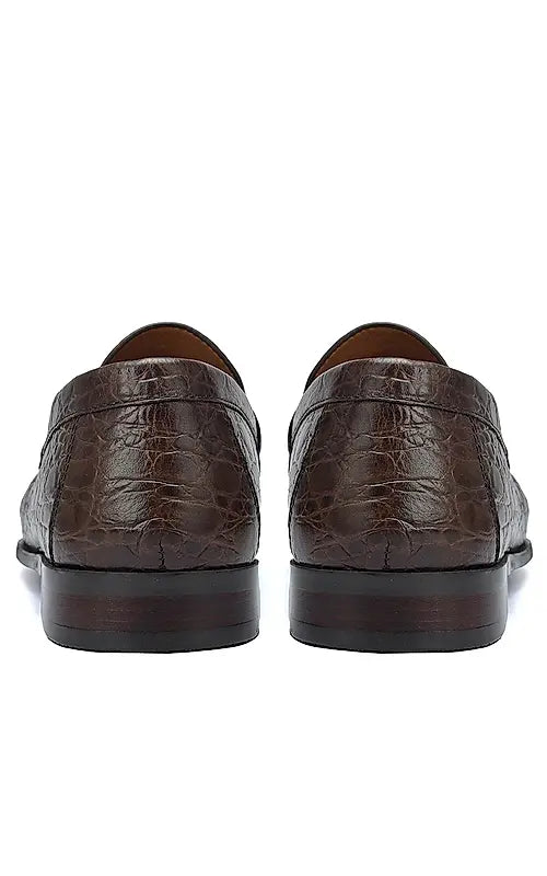 Brown Croco Textured Heel Moccasins
