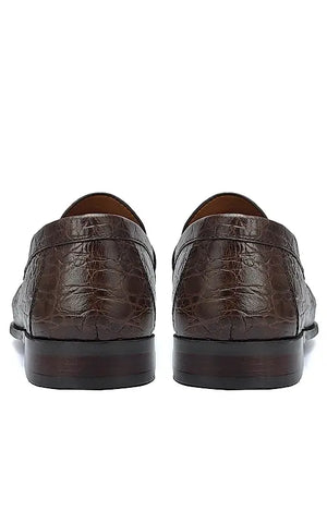 Brown Croco Textured Heel Moccasins