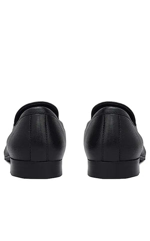 Black Leather Loafers With Buckle