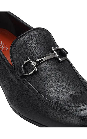 Black Leather Loafers With Buckle