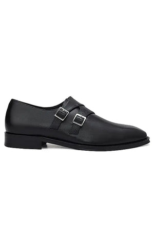 Black Leather Monk Straps