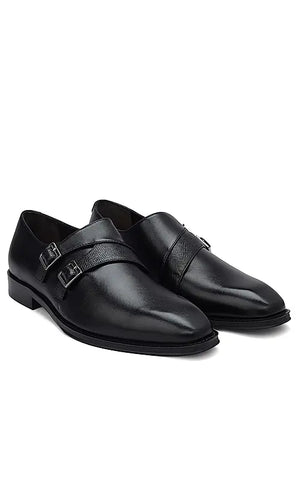 Black Leather Monk Straps