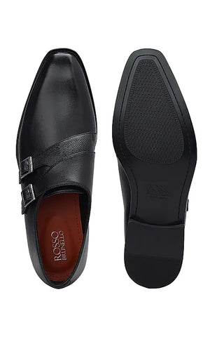 Black Leather Monk Straps