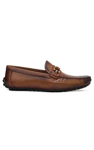 Tan Perforated Leather Moccasins