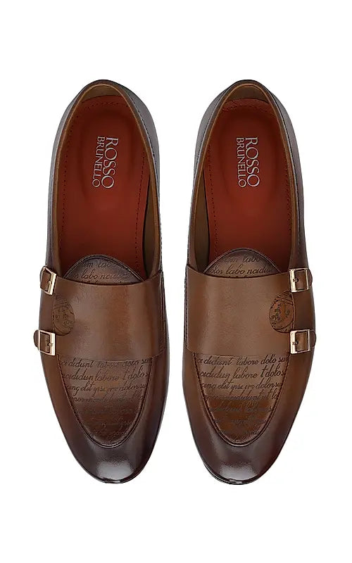 Tan Signato Leather Monk Straps