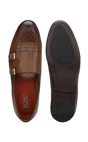 Tan Signato Leather Monk Straps