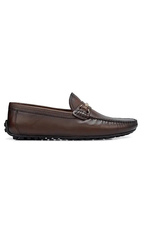 Brown Moccasins With Metal Buckle