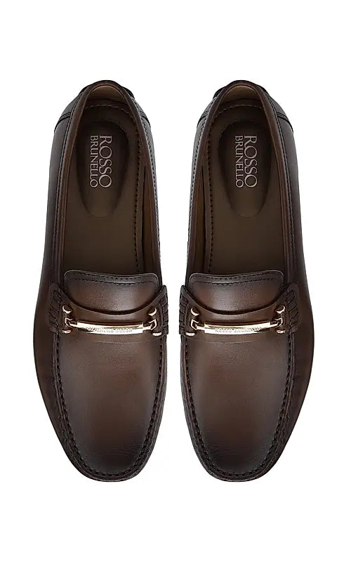 Brown Moccasins With Metal Buckle