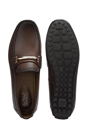 Brown Moccasins With Metal Buckle