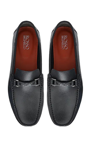 Black Plain Leather Moccasins