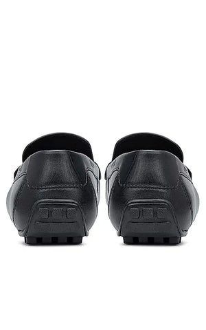 Black Plain Leather Moccasins