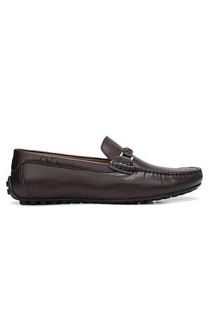 Brown Plain Leather Moccasins