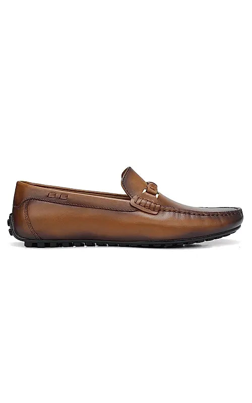 Tan Plain Leather Moccasins