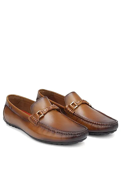 Tan Plain Leather Moccasins