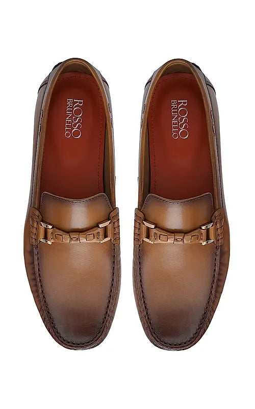 Tan Plain Leather Moccasins