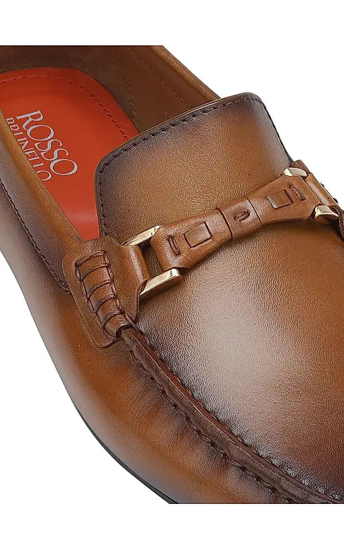 Tan Plain Leather Moccasins