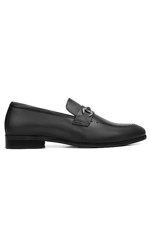 Black Brogue Leather Loafers