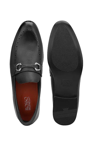 Black Brogue Leather Loafers