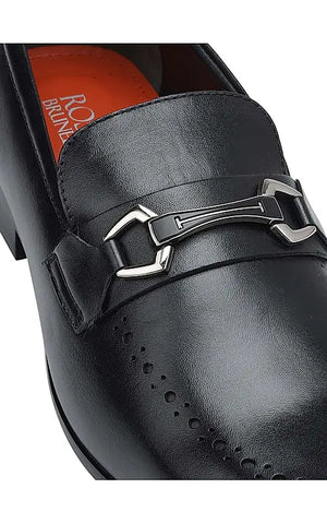 Black Brogue Leather Loafers