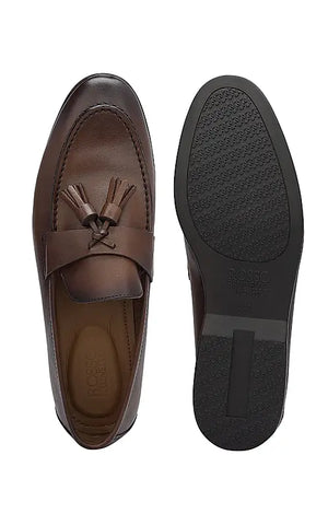 Brown Leather Loafers With Tassels