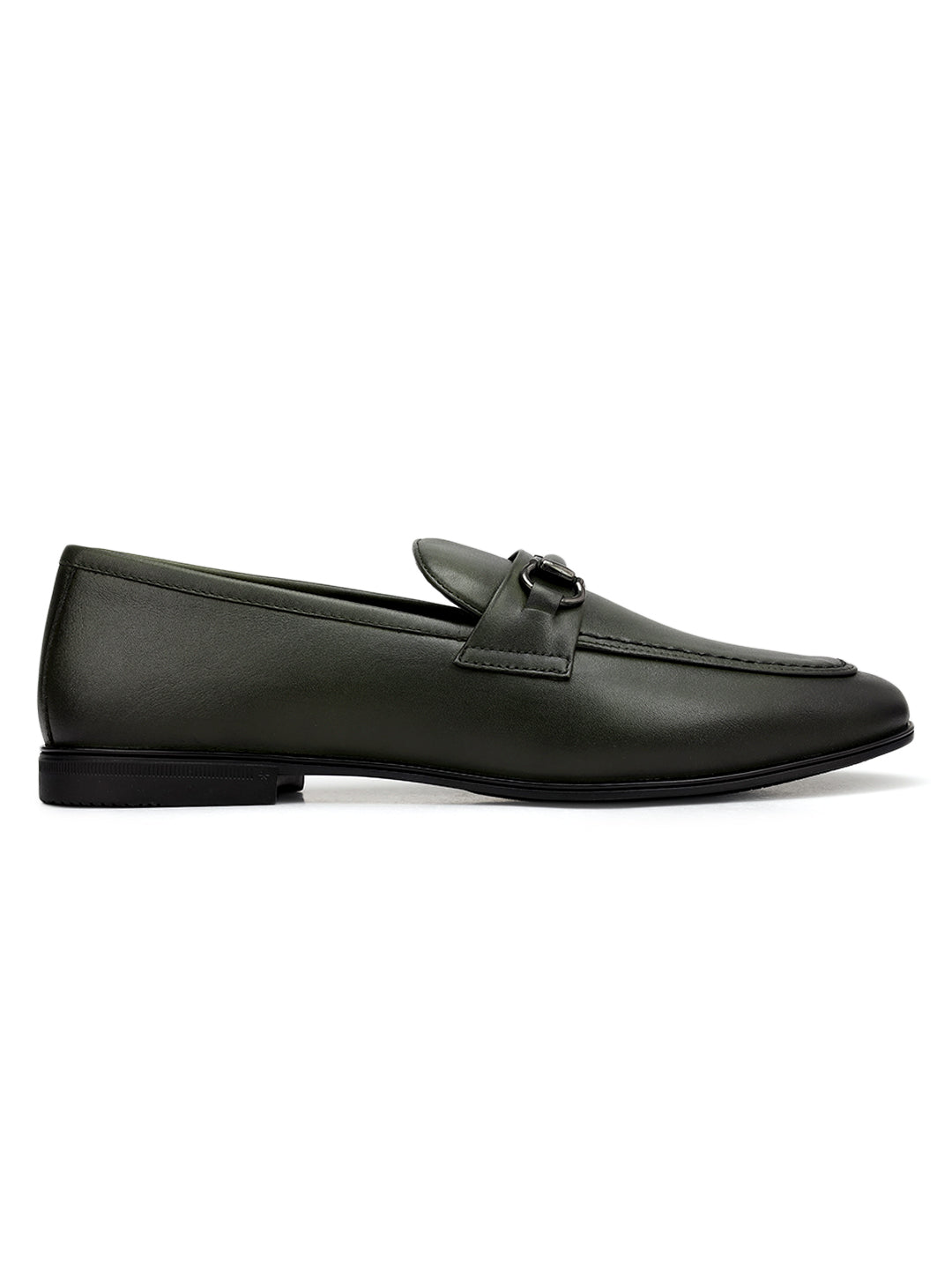 Green Loafers With Buckle