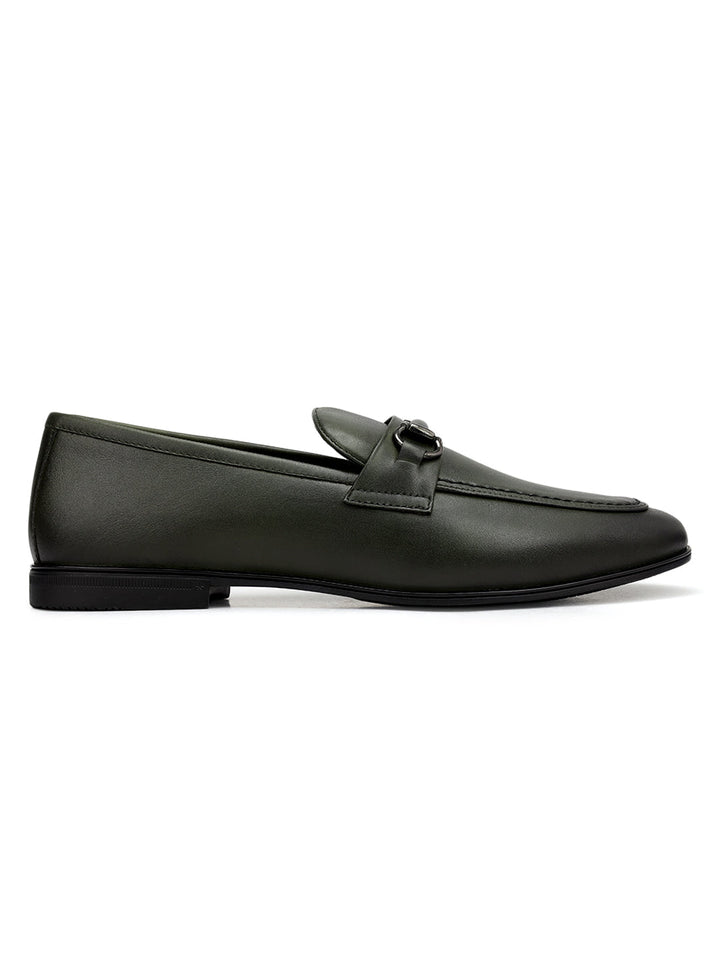 Green Loafers With Buckle