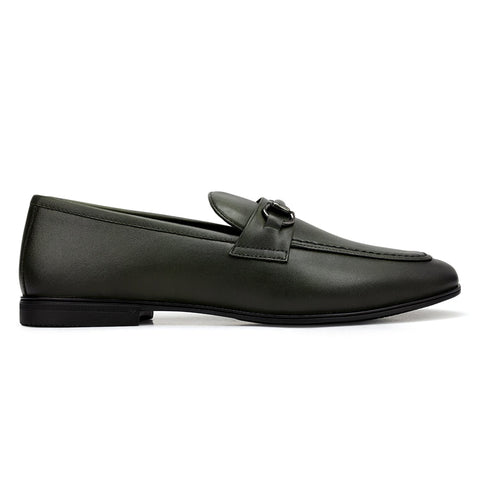 Green Loafers With Buckle
