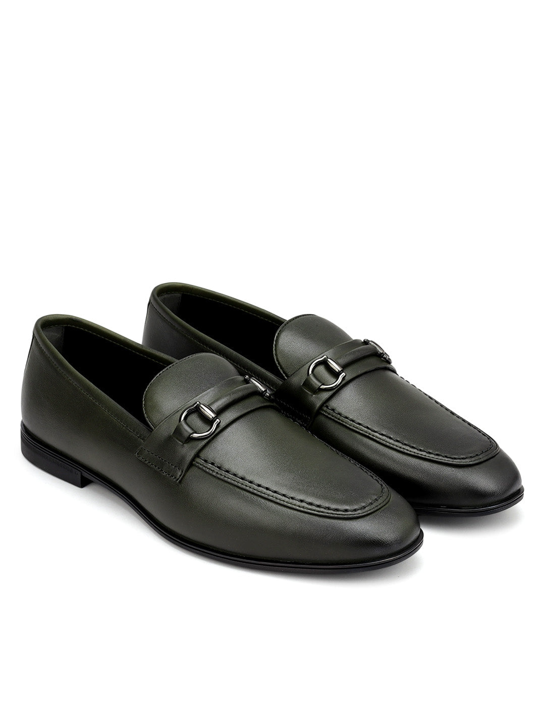 Green Loafers With Buckle