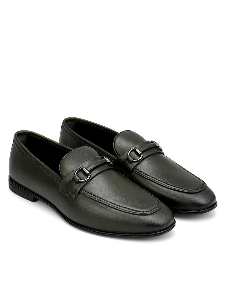 Green Loafers With Buckle