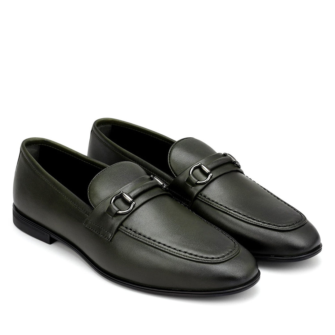 Green Loafers With Buckle