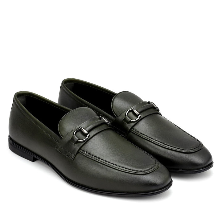 Green Loafers With Buckle
