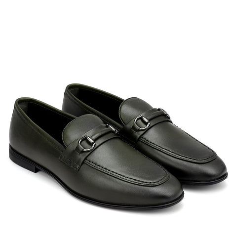 Green Loafers With Buckle
