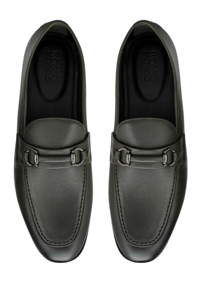 Green Loafers With Buckle