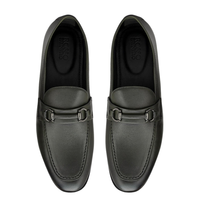 Green Loafers With Buckle