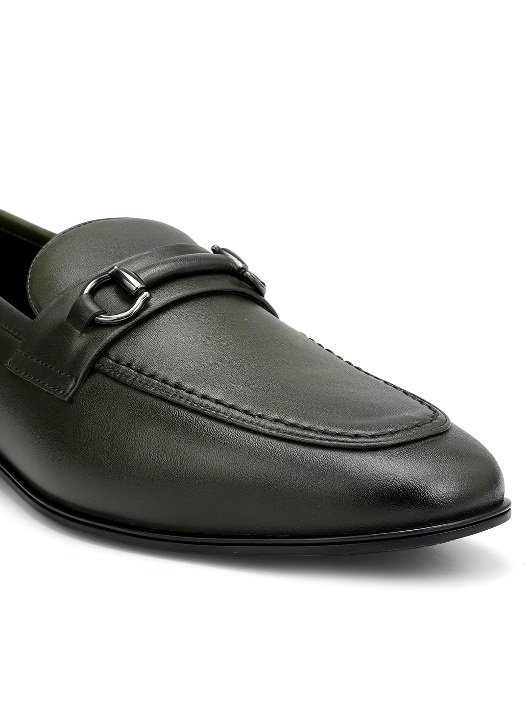 Green Loafers With Buckle