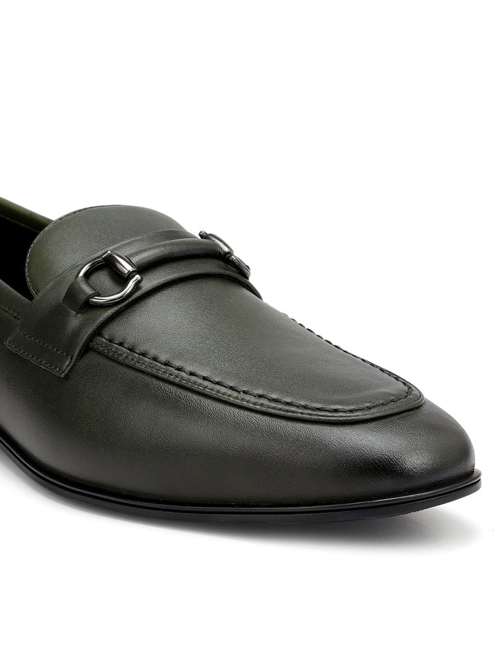 Green Loafers With Buckle