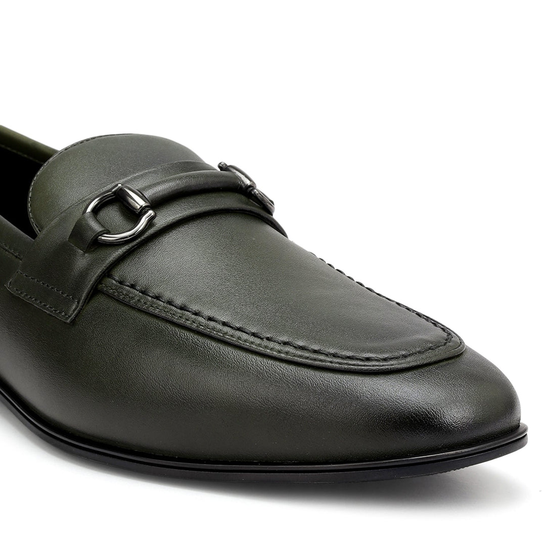 Green Loafers With Buckle