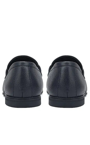 Blue Textured Leather Loafers