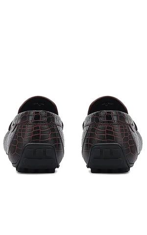 Burgundy Croco Textured Moccasins