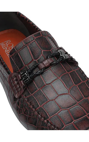Burgundy Croco Textured Moccasins
